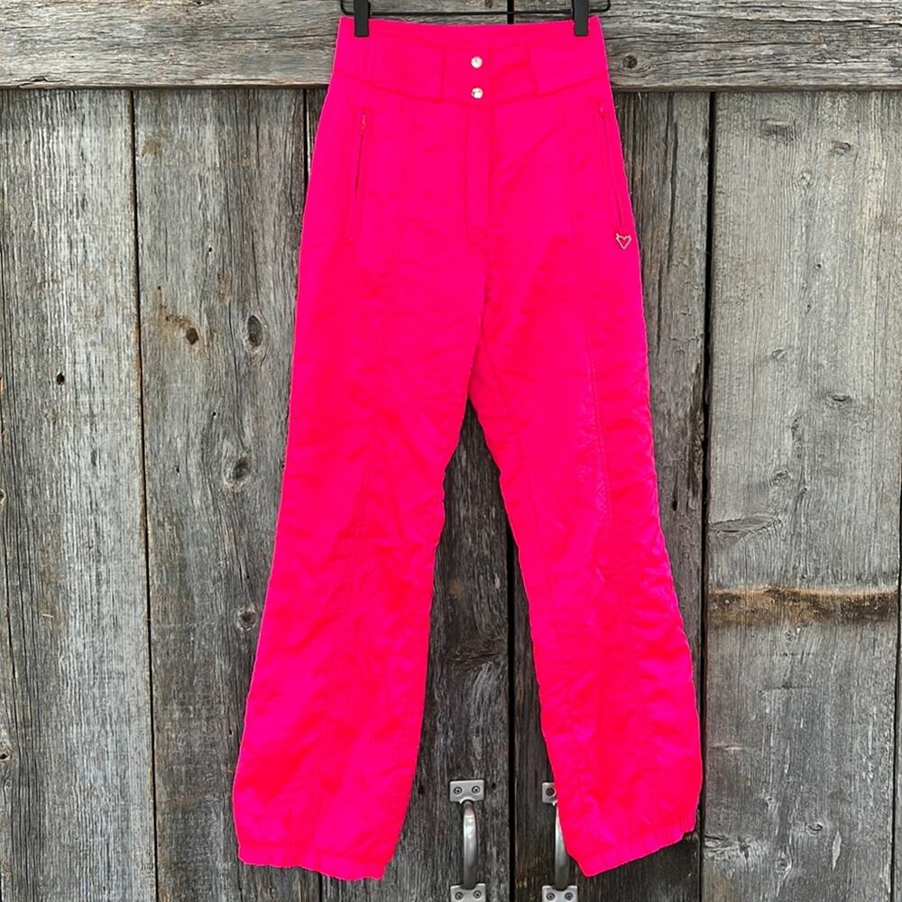 Vintage Obermeyer Sport Neon Pink Shiny High Rise Snow Board Apres Ski Pants